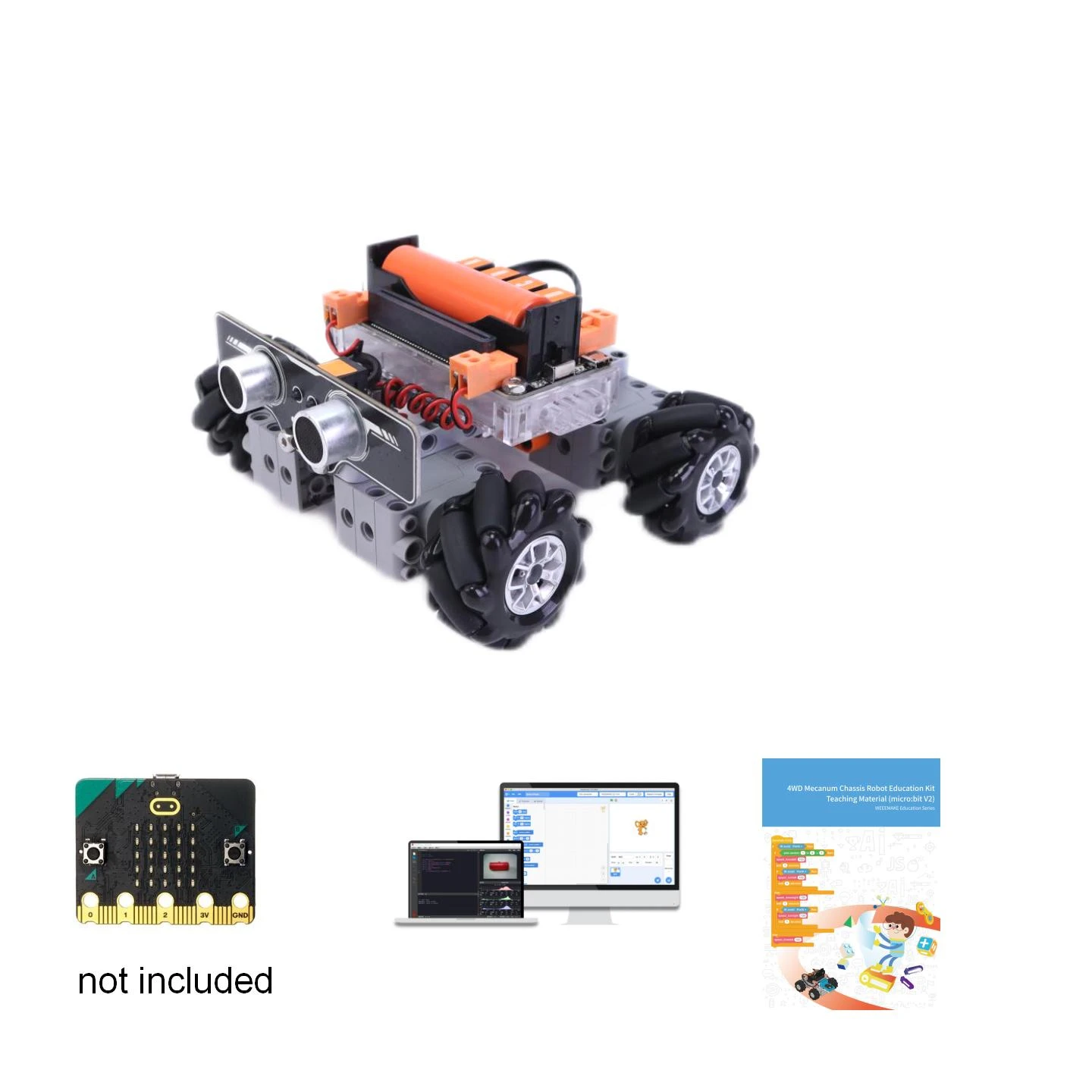 Microbit Robot - MaiyatangEducational 4WD Mecanum Paletli Robot Şasisi